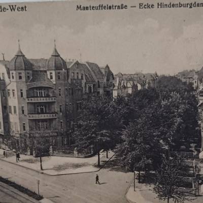 Postkarte -  Berlin-Lichterfelde-west - Manteuffelstr.-Ecke Hindenburgdamm vom 22.4.16