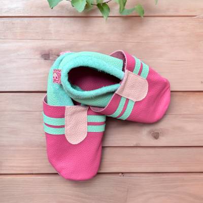 Lederpuschen Gr. 24/25 – Handgefertigte Krabbelschuhe aus Bioleder für Kinder