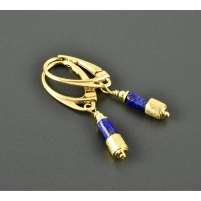 Zauberhafte Ohrringe mit Lapislazuli und vergoldetem 925er Silber, dunkelblaue Hängeohrringe, minimalistisch Geschenk