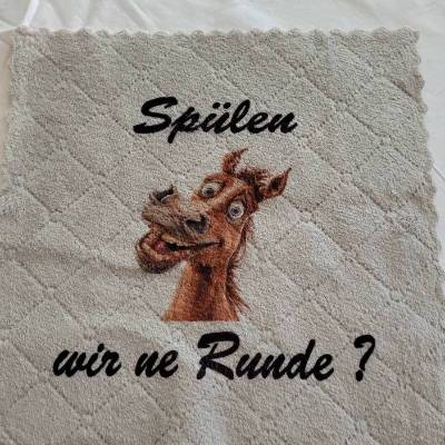 Spültuch mit lustigem Spruch – Microfaser Putzlappen & Putztuch, zweifarbig, 25x25 cm, Geschenkidee