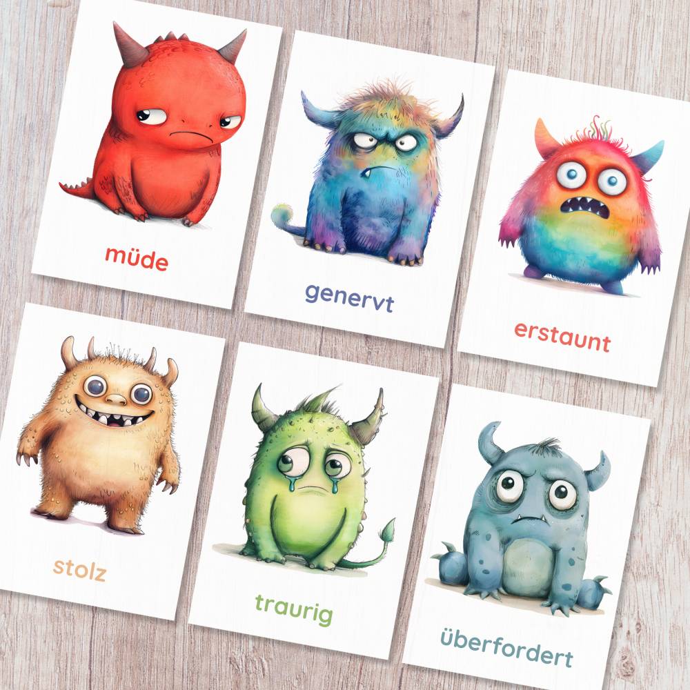 Monster Gefühlskarten für Kinder mit 26 Emotionen Bild 5