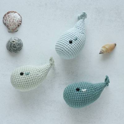 Mini Wal gehäkelt – Lagunenwelt | Amigurumi Wal 10 cm | handgemachter Wal in Hellblau, Rauchmint oder Aqua