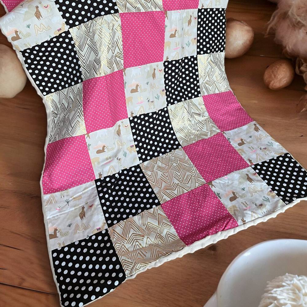 Babydecke Patchwork Polkadots Lamas genht Decke Kinderwagen Baby  Kuscheldecke Baby Geschenk Geburt Mdchen Babyparty