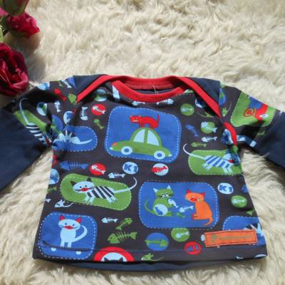 Langarmshirt mit Katzendruck, Gr.68