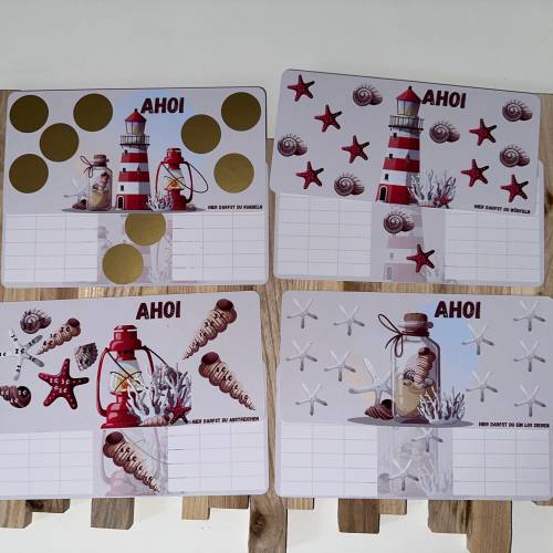 Sparchallenge AHOI einzeln oder im Set/ Rubbelchallenge / Würfelchallenge / Umschlagsmethode / Budgeting / A6
