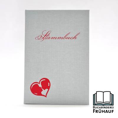 Romantisches Stammbuch Standardformat Herz mit küssendem Brautpaar