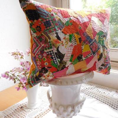 buntes Dekokissen Patchwork , Kissen 42 x 32 cm