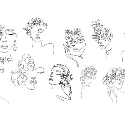 Blumen Line Art Frauen Bundle - SVG Download Datei - Plotterdatei - Basteln - DIY - Cricut - Blumen