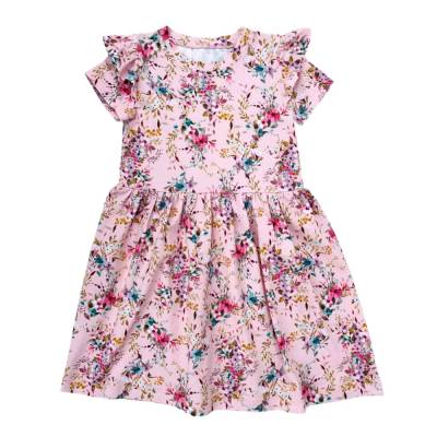 Sommerkleid mit Rüschenärmeln "Zauberhafte Blumen" rosa - Stoffauswahl