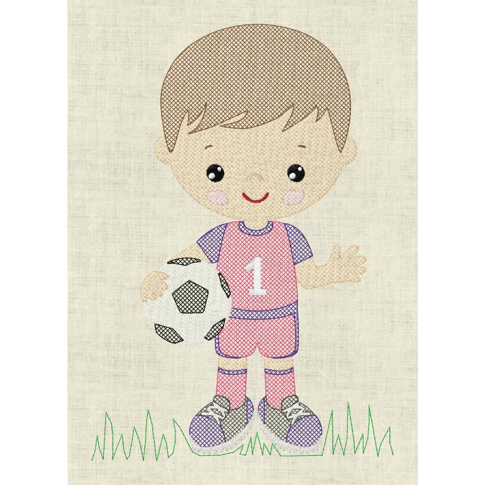 Stickdatei Fußball, Junge mit Ball in 3 Größen, Set 959 Bild 4