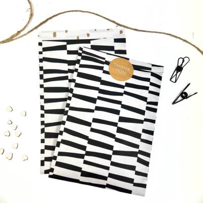 Geschenktüten STRIPES SCHWARZ 5-50 Stück 17x25 cm Papiertüte groß flachbeutel papierbeutel 
