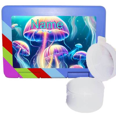 Lunchbox / Brotzeitbox / Brotdose mit separater Obstdose Qualle mit Name / personalisierbar