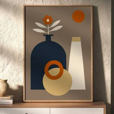 Stillleben | Modern Mid Century Last Minute Geschenk | geometrisch, | Bild Digitaler Download selbst ausdrucken