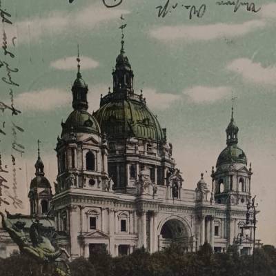 Postkarte -  Berlin Kgl. Dom vom Lustgarten aus gesehen  vom 7.4.10 