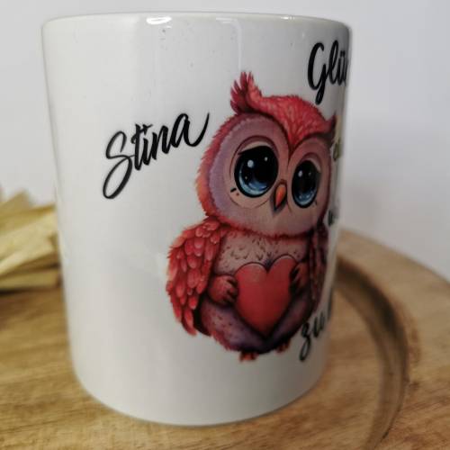 Geschenk Tasse Eule, Mama personalisierbar mit Kindernamen