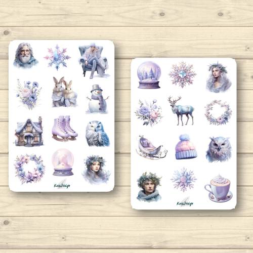 Sticker Set Wintertag in Pastell