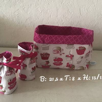 Utensilo  Brötchenkorb + 2 runde Eierwärmern Aufbewahrung  Geschenk  Unikat - Muffins 