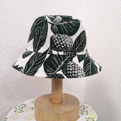 Stoffhut Buckethat Ananas und Blätter