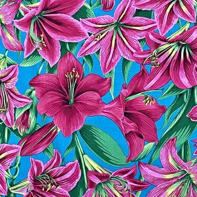 Stoff Kaffe Fassett Collective "Amaryllis" by Philip Jacobs in türkis, grün, pink