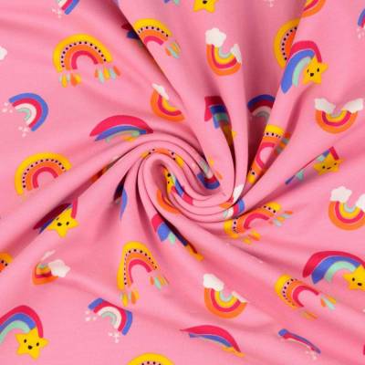 French Terry angeraut farbenfrohe Regenbogen rosa Oeko-Tex Standard 100(1m/15,00€)