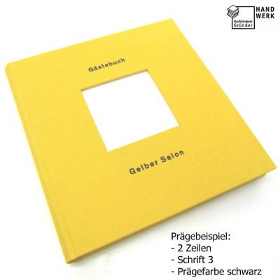 Gästebuch, gelb, personalisierbar, ca. 24 x 24 cm, Büttenpapier