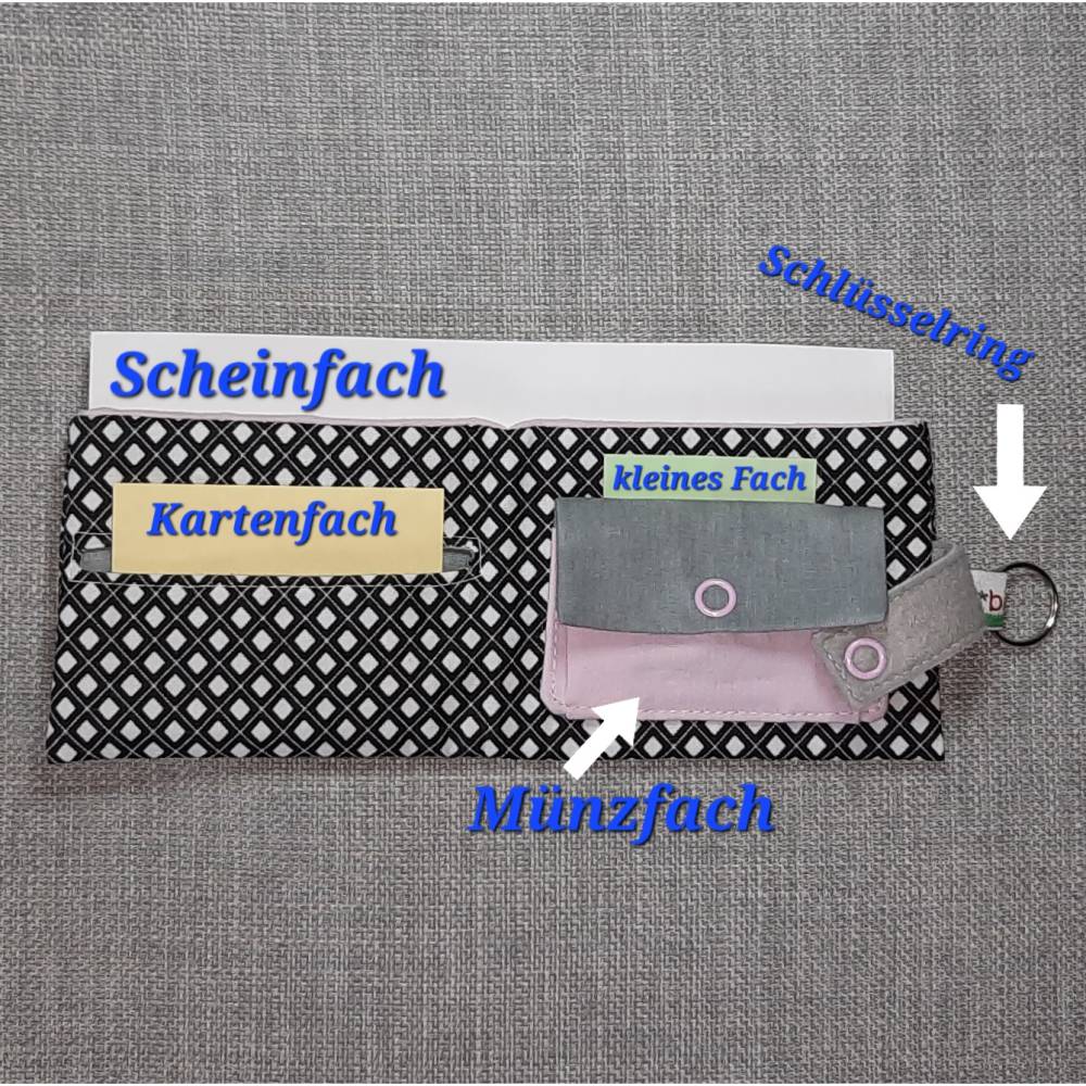 Mini Geldbörse/ Geldbeutel mit Schlüsselring, kleiner Geldbeutel für die Strandtasche Bild 4