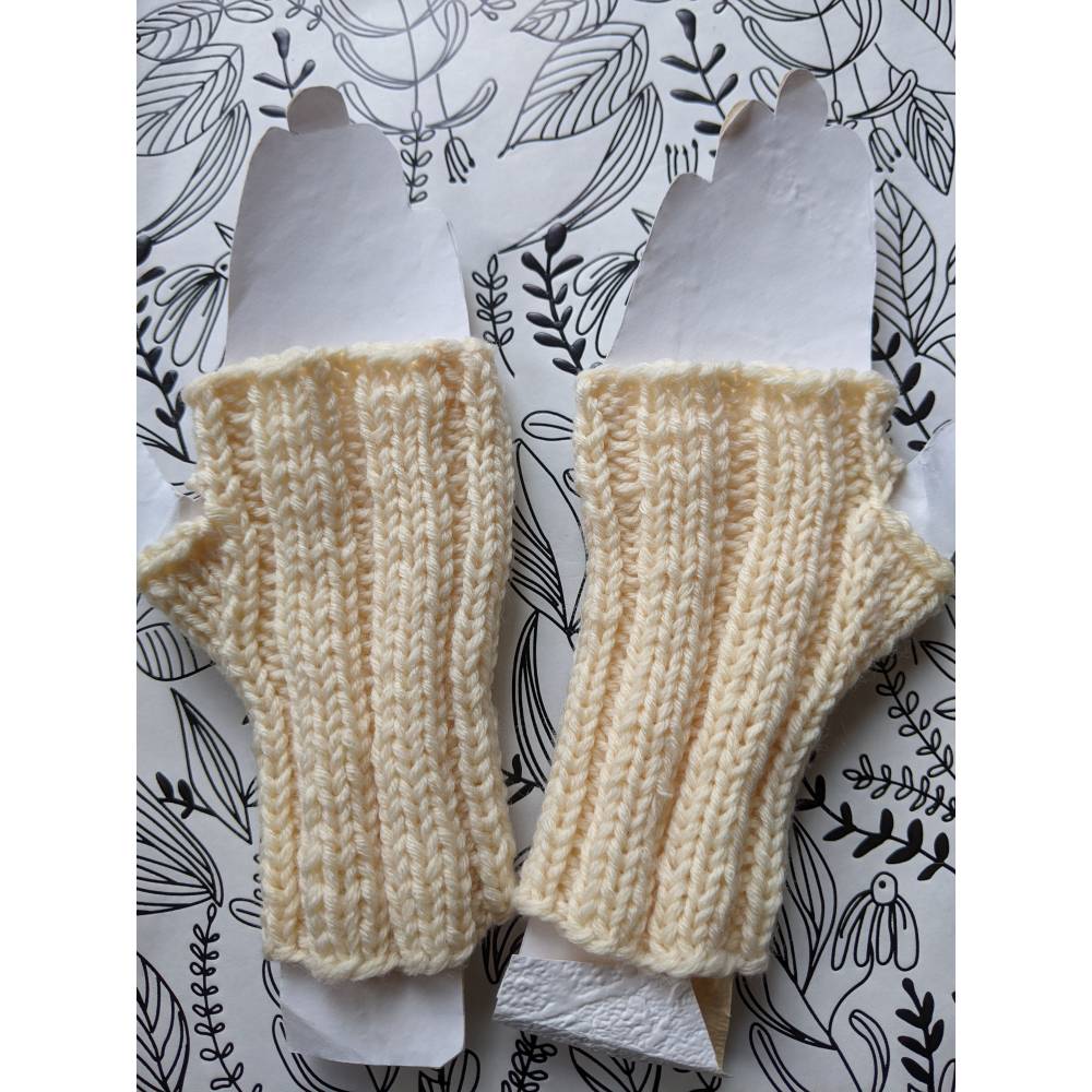 Fingerlose Handschuhe - Pulswrmer fr Kinder ab 3 Jahre wollwei/cream