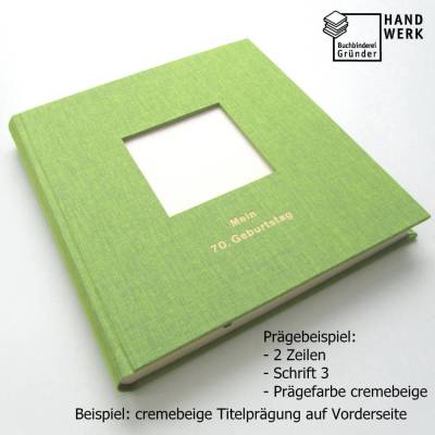 Gästebuch, limette grün, personalisierbar, ca. 24 x 24 cm, Büttenpapier