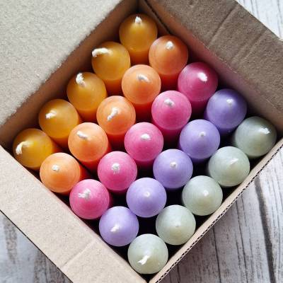 Stabkerzen 100x22 mm Set "Tutti Frutti" ~ 25 Stück, bunt gemischt ~ Kerzenfarm Hahn