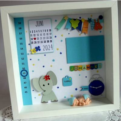Geburtsrahmen/Geschenk zur Geburt/Taufe, für einen Jungen, Bilderrahmen personalisiert mit den Geburtsdaten