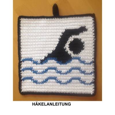 DIY-Häkelanleitung Topflappen "Piktogramm Schwimmer"