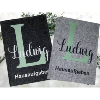 Hausaufgabenheft Hülle Filz Buchstabe Mint Grundschule Schulheft Schutzhülle Umschlag Geschenkidee Einschulung