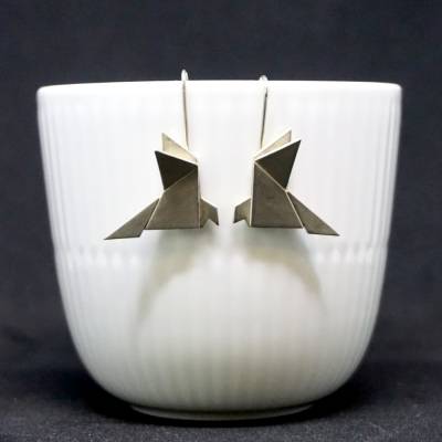 Ohrringe Friedenstaube Origami 925 Silber Unikat