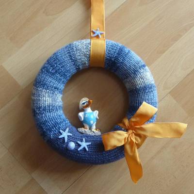 Türkranz mit Möwe - blau-gelb