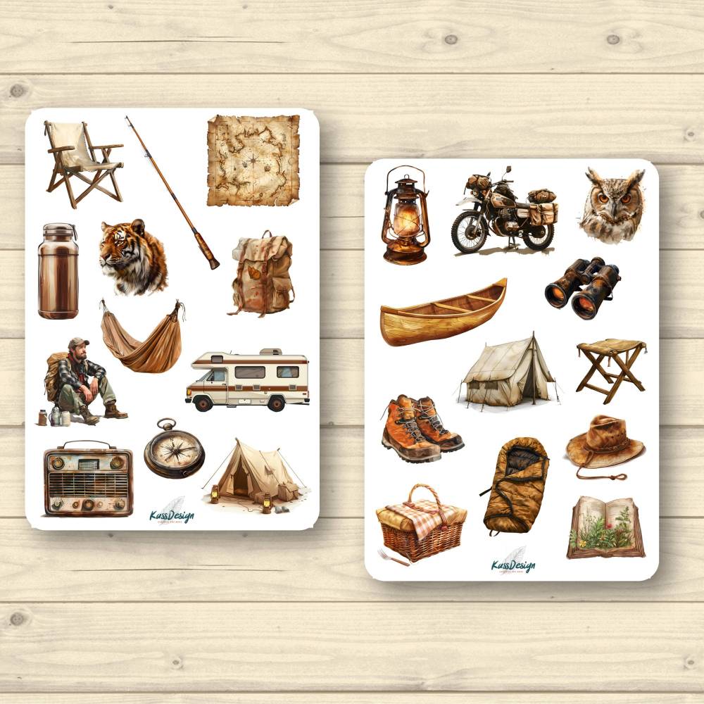Sticker Set Camping vintage Bild 1