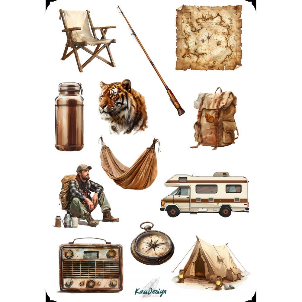 Sticker Set Camping vintage Bild 2