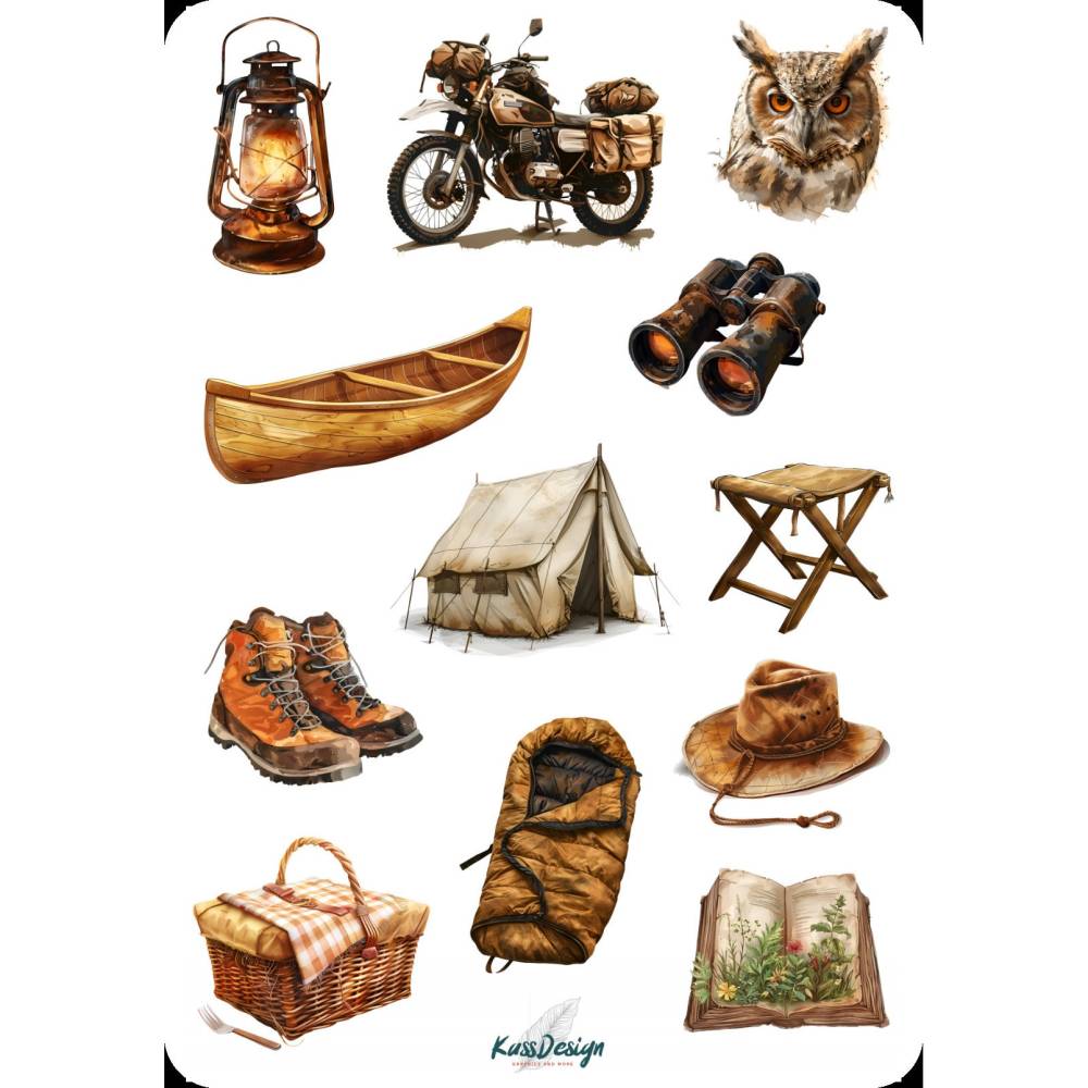 Sticker Set Camping vintage Bild 9