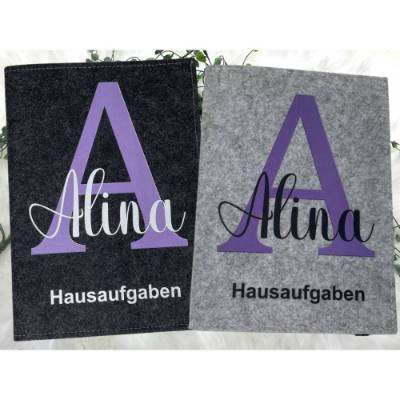 Hausaufgabenheft Hülle Filz Buchstabe Lila Grundschule Schulheft Schutzhülle Umschlag Geschenkidee Einschulung