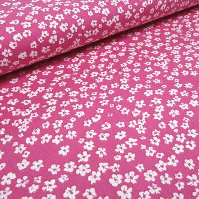 Stoff Baumwolle Popeline Blumen Streublumen Design pink weiß Blusenstoff Kleiderstoff Dekostoff
