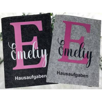 Hausaufgabenheft Hülle Filz Buchstabe Pink Grundschule Schulheft Schutzhülle Umschlag Geschenkidee Einschulung