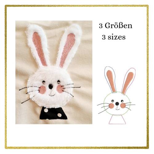 Stickdatei Hase Applikation 3 Größen