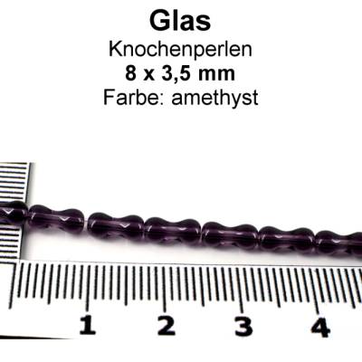 Glas - Knochenperlen - amethyst - ca. 8x3,5mm - Loch ca. 1mm 