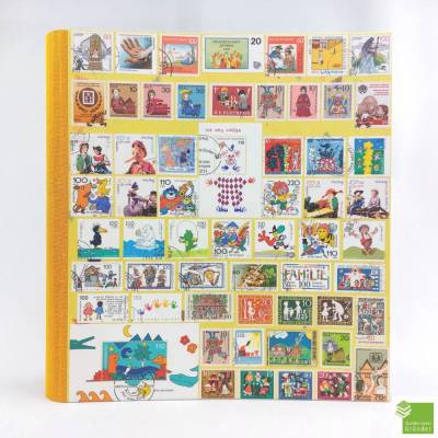 Fotoalbum, Geburt, Kinderalbum, Taufe, personalisierbar, gelb, Briefmarken, 31,5 x 30 cm, UNIKAT