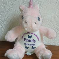 Einhorn mit Daten bedruckt Geschenk, Taufe, Hochzeit, Geburt, Einschulung