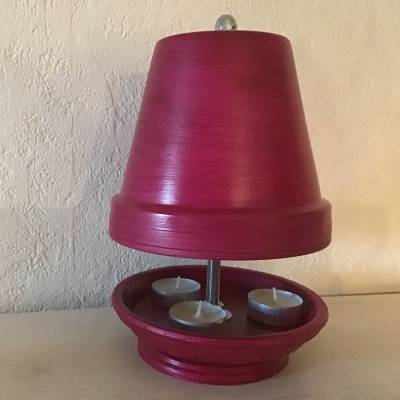 Teelichtofen Teelichtkamin für Balkon und Terrasse , inkl 3 Teelichter - pink
