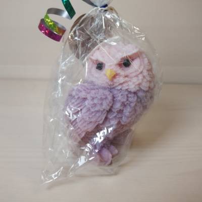 Eulenkerze groß 2-farbig – handgegossene Sojawachskerze als Geschenk & Deko
