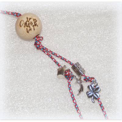 Rückspiegelanhänger Schön dass es dich gibt Holzperle, Band mit Anhängern und Verschluss