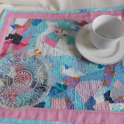 Tischset Stoff , Patchwork Platzset , Tischset rosa mint ,Quilt Platzmatte
