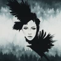 Rest: 1 x Panel French Terry Gloomy Hills Mystic Lady by Thorsten Berger Oeko-Tex(1St.18,-€)