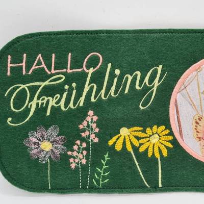 Stickdatei Mug Rug Frühling ITH Tassenteppich